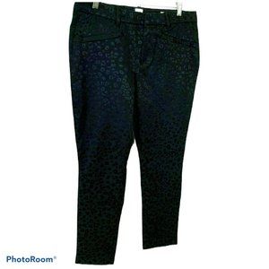 GAP Women's Pants Black Skinny Ankle Flat Front Animal Print‎ Size 10 New